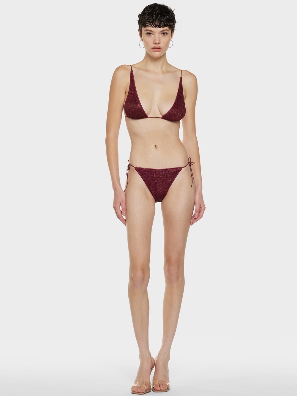 Oseree Light Blue Glitter Triangle Bikini Set - Picture 3 of 5